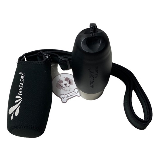 NWT Vivaglory Dog Water Bottle & Black Neoprene Carrier Set - Picture 8 of 15